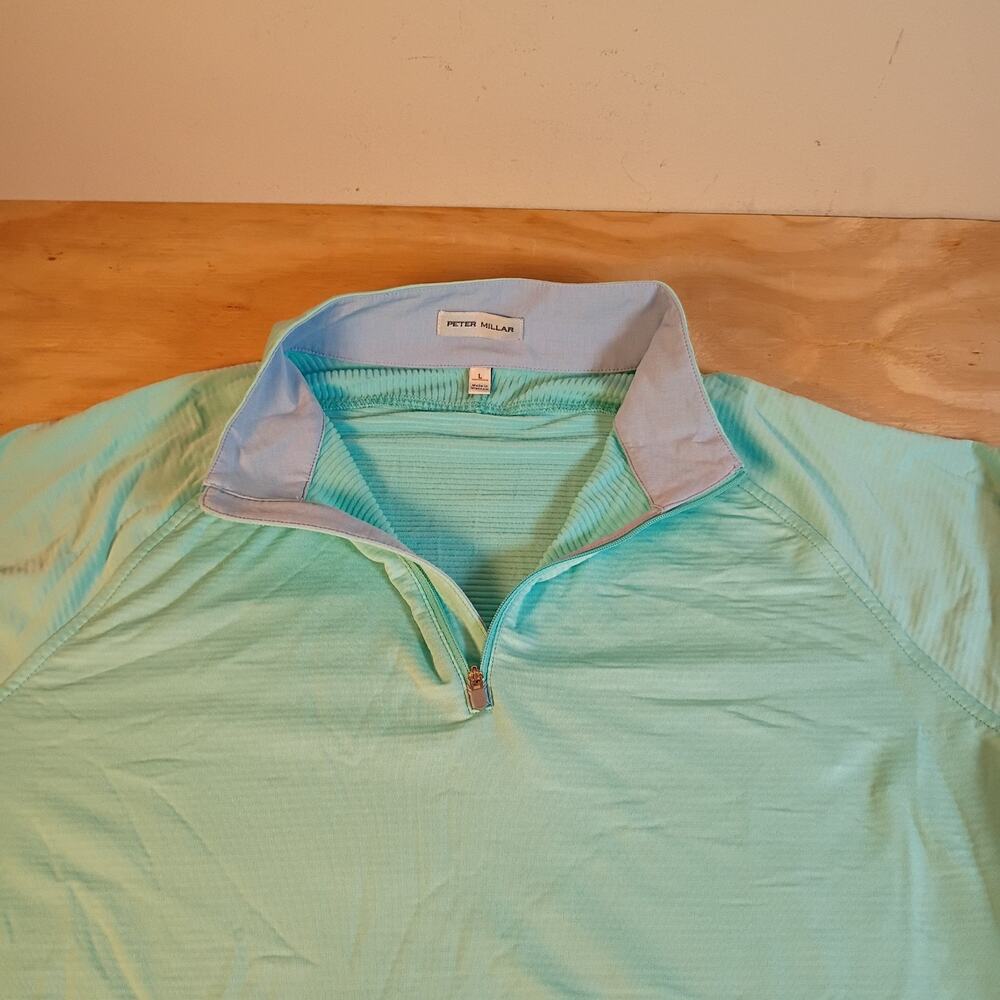 Peter Millar 1/4 Zip Pullover Size Large L Aqua Blue Stretch MS24EK46
